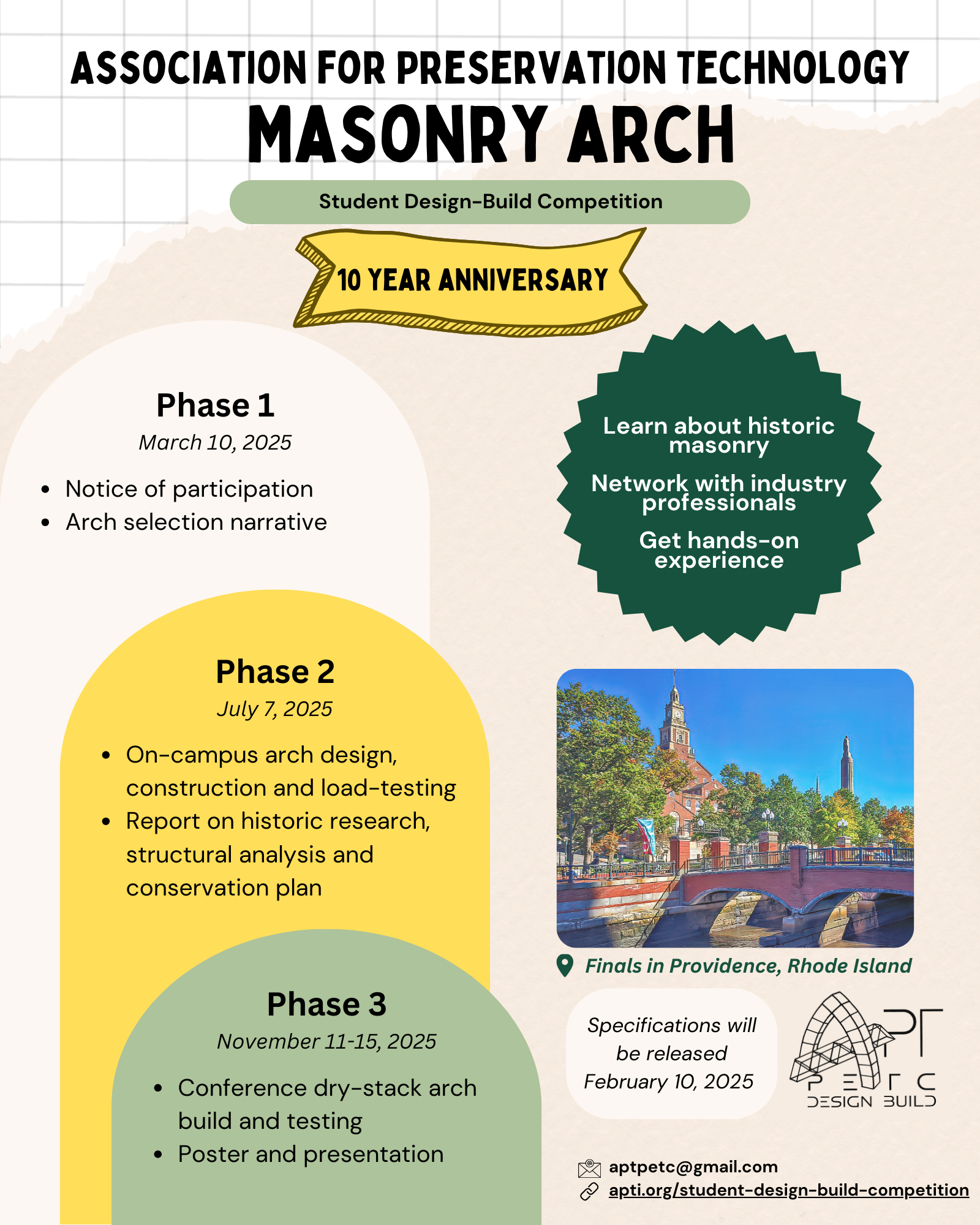 poster announcing PETC masonry arch student-design build competition